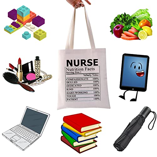 WCGXKO Nurse Nutrition Facts Nurse Life Tote Bag Gift For Nursing Student RN LPN CNA BSN CMA LVN (NURSE tote)