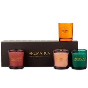 arumatica premium aromatherapy candles – scented candle gift set for women – aroma fragrant meditation candles for stress relief, comfort, & relaxation – self care gifts for women (4 packs, 20 oz)