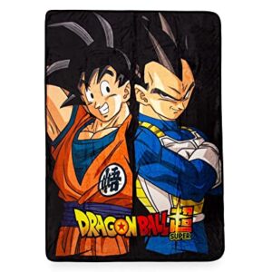 Dragon Ball Super Goku & Vegeta Fleece Throw Blanket | Plush Soft Polyester Cover For Sofa and Bed, Cozy Home Decor, Luxury Room Essential | Anime Manga Gifts For Adults, Teens | 45 x 60 Inches