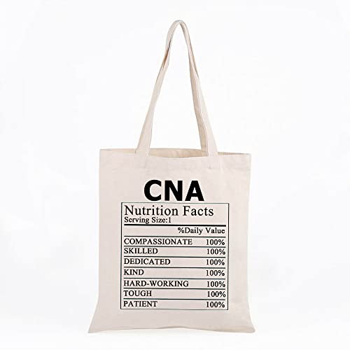 WCGXKO CNA Gift Certified Nursing Assistant Gift CNA Nutrition Facts Nurse Tote Bag Medical School Graduation Gift (CNA tote)