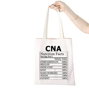 WCGXKO CNA Gift Certified Nursing Assistant Gift CNA Nutrition Facts Nurse Tote Bag Medical School Graduation Gift (CNA tote)