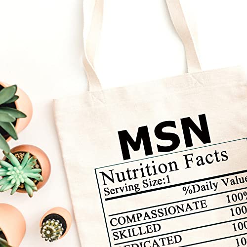 WCGXKO MSN Gift Master of Science in Nursing Gift MSN Nutrition Facts Nurse Tote Bag Medical School Graduation Gift (MSN tote)