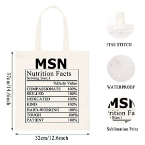 WCGXKO MSN Gift Master of Science in Nursing Gift MSN Nutrition Facts Nurse Tote Bag Medical School Graduation Gift (MSN tote)