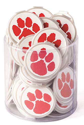 Mascot PAW Print School Spirit Bulk Bookmarks for Kids - RED Clip Over The Page 75 Pack - Bulk Bookmarks for Girls Boys. Perfect Student Incentives Prizes Classroom Rewards & Reading Awards!