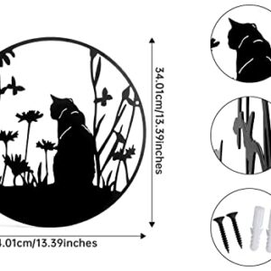 SwallowLiving Metal Black Cat Silhouette Decor 13.4”x13.4” Lazer Cut Wall Art Elegant Cat Lady Gifts Black Cat Decor for Cat Lovers Cat Wall Decor for Living room, Bedroom and Garden