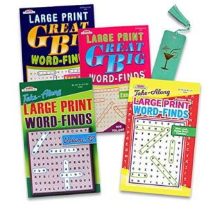word search puzzle books for adults seniors – bunlde with 4 large print word find books with bonus bookmark (great big word finds | activity books adults)