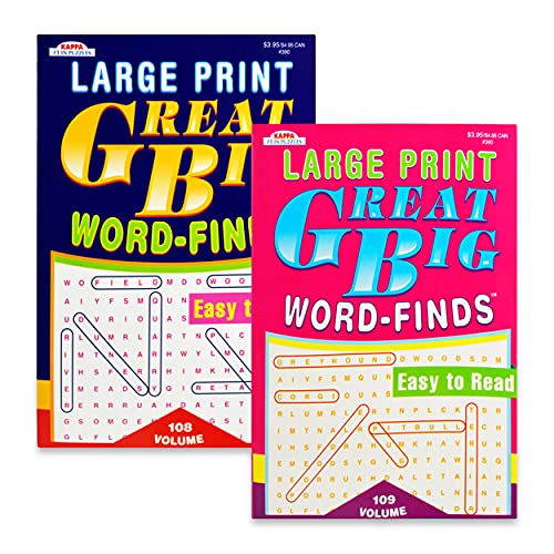 Word Search Puzzle Books for Adults Seniors - Bunlde with 4 Large Print Word Find Books with Bonus Bookmark (Great Big Word Finds | Activity Books Adults)