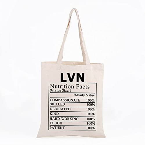 WCGXKO LVN Gift Licensed Vocational Nurse Gift LVN Nutrition Facts Nurse Tote Bag Medical School Graduation Gift (LVN tote)