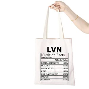 WCGXKO LVN Gift Licensed Vocational Nurse Gift LVN Nutrition Facts Nurse Tote Bag Medical School Graduation Gift (LVN tote)