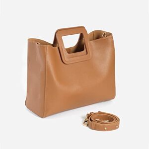 TIJN Square Handle Tote Bag for Women Fashion Purses Handbags Vegan Leather Crossbody Shoulder Bags for Women