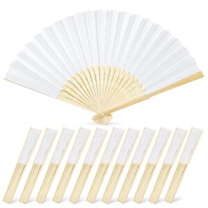 johouse foldable bamboo fans, 12pcs eastern style handheld fan japanese chinese fan for diy decoration wedding dancing party summer