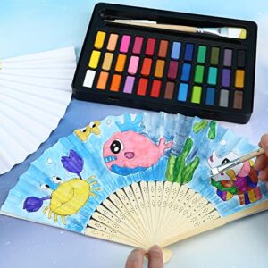 JOHOUSE Foldable Bamboo Fans, 12PCS Eastern Style Handheld Fan Japanese Chinese Fan for DIY Decoration Wedding Dancing Party Summer