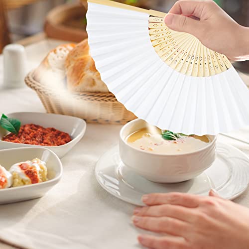 JOHOUSE Foldable Bamboo Fans, 12PCS Eastern Style Handheld Fan Japanese Chinese Fan for DIY Decoration Wedding Dancing Party Summer