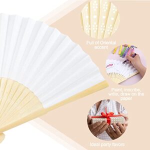 JOHOUSE Foldable Bamboo Fans, 12PCS Eastern Style Handheld Fan Japanese Chinese Fan for DIY Decoration Wedding Dancing Party Summer