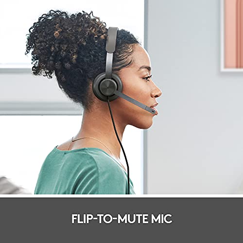 Logitech Zone 750 Wired On-Ear Headset with Advanced Noise-canceling Microphone, Simple USB-C and Included USB-A Adapter, Plug-and-Play Compatibility for All Devices