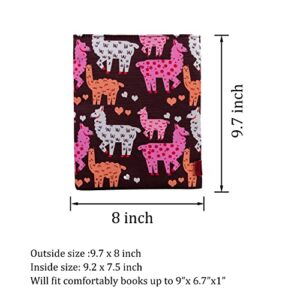 Book Sleeves Llama Gifts for Women Teen Girls Book Sleeve Book Protector Pouches Canvas 9.7 Inch x 8 Inch