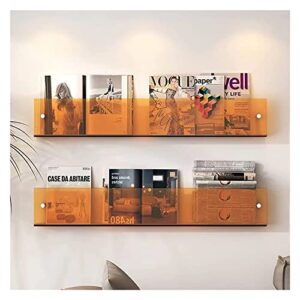 2 pack- floating bookshelves, wall mounted bookshelf, acrylic wall hanging magazine storage shelves display organizer for bedroom, living room, office (color : c, size : 100cm)