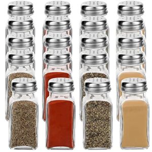 20 pack salt and pepper shakers glass set, 3.82 x 1.5 inch pepper dispenser with stainless steel lid for salt, pepper, spices, seasonings, kitchen restaurants and catering supplies