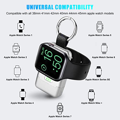 Portable Wireless Charger for Apple Watch,HUOTO【Upgraded Version】 iWatch Charger 1400mAh Smart Keychain Power Bank,Portable Magnetic iWatch Charger for Apple Watch Series 8/UItra/7/6/SE/5/4/3/2/1