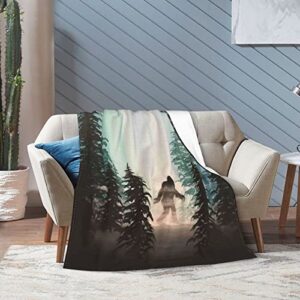 Hide and Seek Bigfoot Flannel Fleece Boho Throw Blanket Super Soft Cozy Warm Plush Bedding for Adults Kids Lightweight Blankets for Couch Sofa Bed 80"X60"