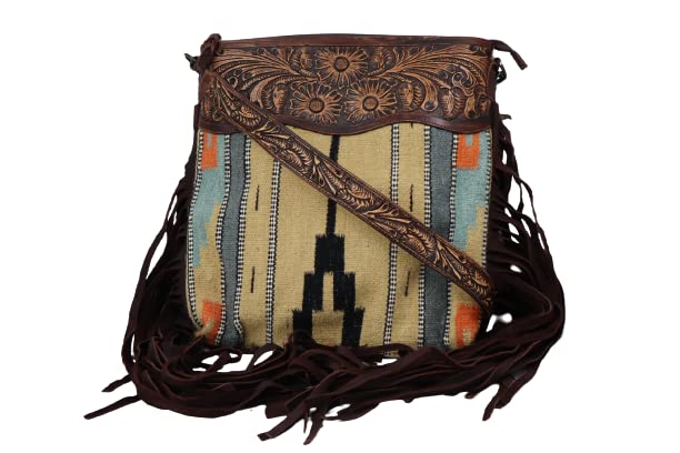 American Darling Large Crossbody Hand Carved Leather Fringe Purse for Women Western Handbags Purses Clutch Shoulder Bags (DISC-ADBGZ364)