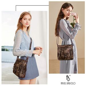 Small Crossbody Bags for Women Lady Over Shoulder Purse Hobo Tote handbag Soft Washed Leather with Multi Pocket