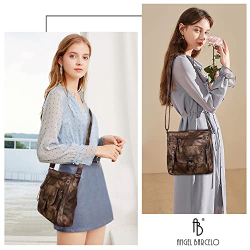 Small Crossbody Bags for Women Lady Over Shoulder Purse Hobo Tote handbag Soft Washed Leather with Multi Pocket