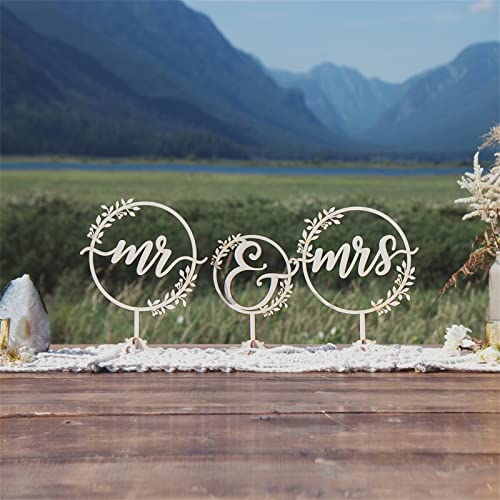 Mr and Mrs Wedding Sign for Rustic Just Married Party Table Decoration - Wooden