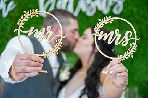 Mr and Mrs Wedding Sign for Rustic Just Married Party Table Decoration - Wooden