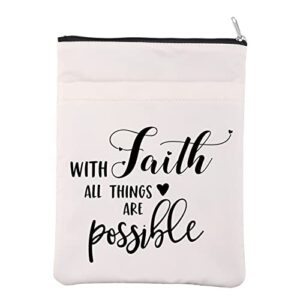 christian book sleeve baptism book sack sacrament book cover faith spiritual book bag with faith all things are possible book pouch gift for religious people (withfaithbs)