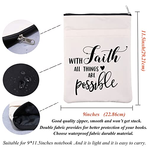 Christian Book Sleeve Baptism Book Sack Sacrament Book Cover Faith Spiritual Book Bag with Faith All Things are Possible Book Pouch Gift for Religious People (WithFaithBS)