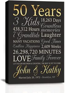 50th, personalized gold anniversary, 50 years wedding anniversary birthday, golden anniversary decorations, grandparents gifts, parents 50th, mom and dad gifts