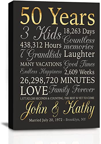 50th, Personalized Gold Anniversary, 50 Years Wedding Anniversary Birthday, Golden Anniversary Decorations, Grandparents Gifts, Parents 50th, Mom and Dad Gifts