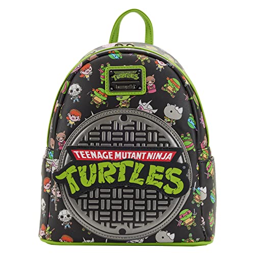 Loungefly Teenage Mutant Ninja Turtles Sewer Cap AOP Womens Double Strap Shoulder Bag Purse