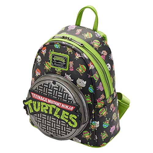 Loungefly Teenage Mutant Ninja Turtles Sewer Cap AOP Womens Double Strap Shoulder Bag Purse