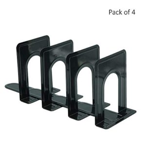 Lafbo™ Premium Heavy-Duty Black Bookends – Metal L-Shaped Book ends – Non Skid - Perfect for Books, DVD’s, VHS Tapes, Music CD’s, Games, – Measures 5.7 x 5 x 6.8 Inches – 2 Sets of 2 Book Supports (4)