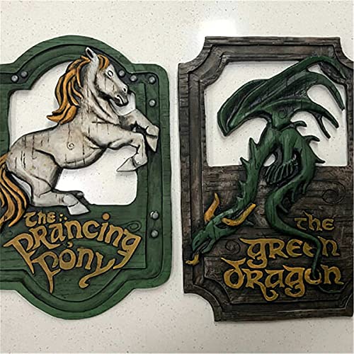 Lord of The Rings The Prancing Pony and The Green Dragon Pub Signs Set, Funny bar Signs, Pub Bar Home Decorative Wall Sign and Plaques for Front Door Hanging Sign