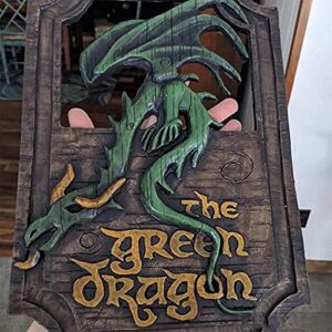 Lord of The Rings The Prancing Pony and The Green Dragon Pub Signs Set, Funny bar Signs, Pub Bar Home Decorative Wall Sign and Plaques for Front Door Hanging Sign