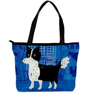 tote bag shoulder bags handbags cute border collie dog puppy satchel handbags for women with inner pouch