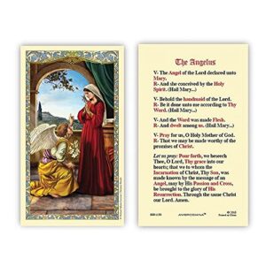 the visitation of mary laminated holy prayer card with angelus back bible bookmark