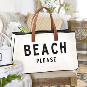 ypfxvk creative fashion summer women’s canvas bag,beach-please letter shoulder bag, hold everything tote handbag gift (white, 20×11 inch)