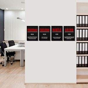 Grind Hustle Execution Motivational Wall Art Office Wall Art Black and Red Canvas Print Office Wall Decor Inspiring Framed Wall Art Success for Office Workplace Decoration Wall Art for Man Woman