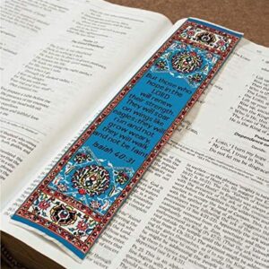 Christian Bookmark, They Will Soar On Wings Like an Eagle, Woven Mini Carpet Bookmark