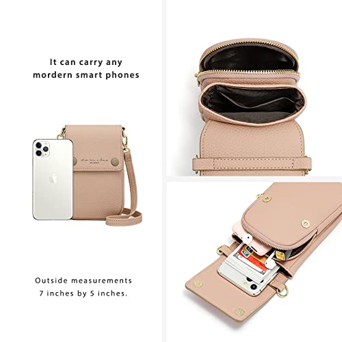 Meloday Small Crossbody Cell Phone Purse for Women Soft Vegan Leather Fashion Travel Wallet with Adjustable Strap - Black