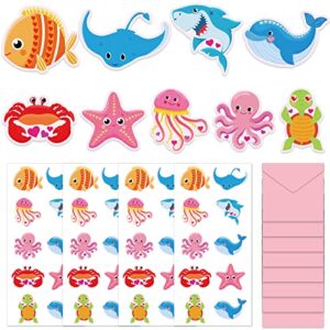 tevxj 36 sets valentine’s day gift cards with cute animal bookmarks for kids valentine’s party favor stickers school classroom exchange supplies