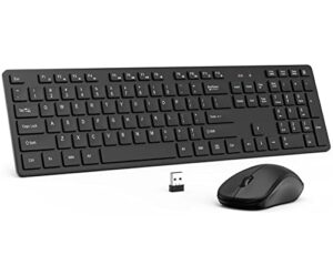 wireless keyboard and mouse, keyboard and mouse wireless quiet full size ergonomic keyboard mouse comb with number pad for computer,laptop, desktop, pc by deeliva (black)