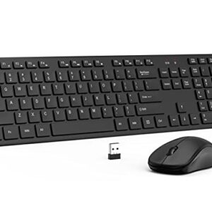 Wireless Keyboard and Mouse, Keyboard and Mouse Wireless Quiet Full Size Ergonomic Keyboard Mouse Comb with Number Pad for Computer,Laptop, Desktop, PC by Deeliva (Black)