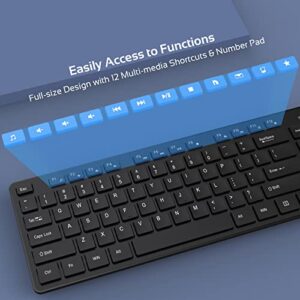 Wireless Keyboard and Mouse, Keyboard and Mouse Wireless Quiet Full Size Ergonomic Keyboard Mouse Comb with Number Pad for Computer,Laptop, Desktop, PC by Deeliva (Black)