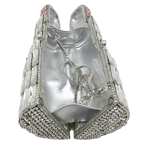 DJBM Women Lipstick Rhinestone Crystal Clutch Cocktail Prom Purse Handbag Diamond Evening Clutches for Party and Wedding