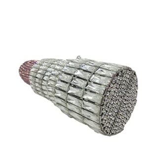 DJBM Women Lipstick Rhinestone Crystal Clutch Cocktail Prom Purse Handbag Diamond Evening Clutches for Party and Wedding